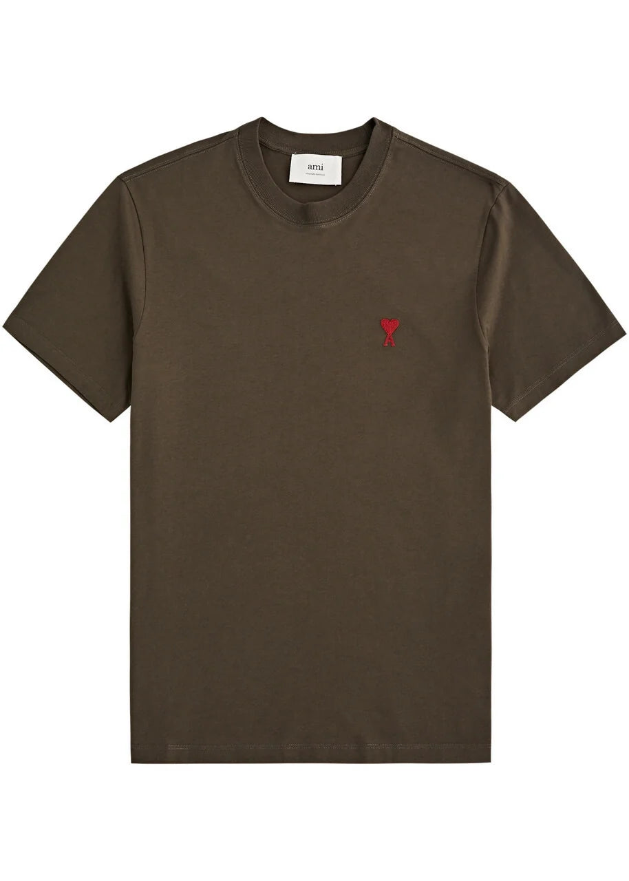Cotton AMI de Coeur T Shirt Brown