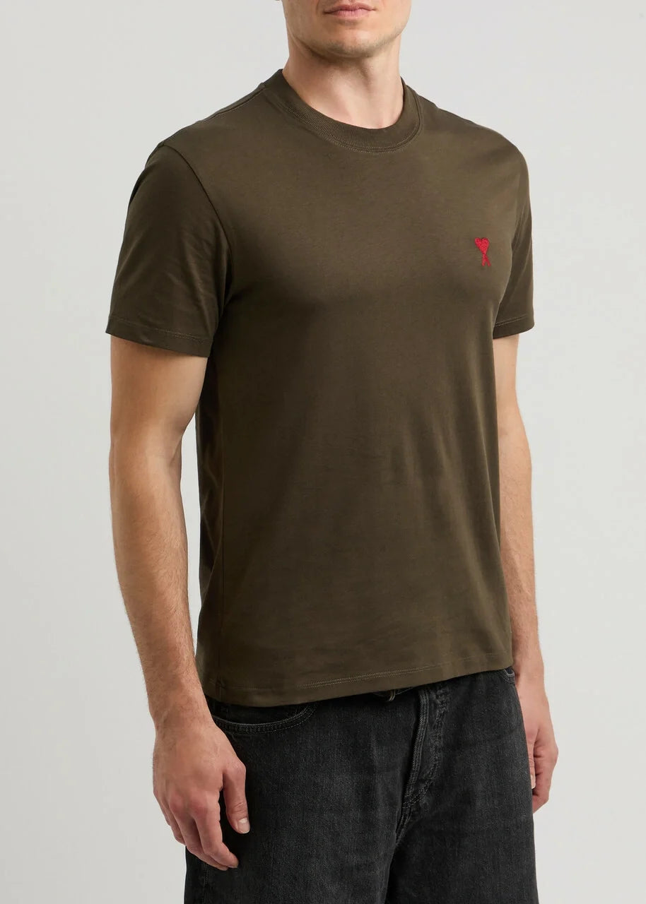 Cotton AMI de Coeur T Shirt Brown