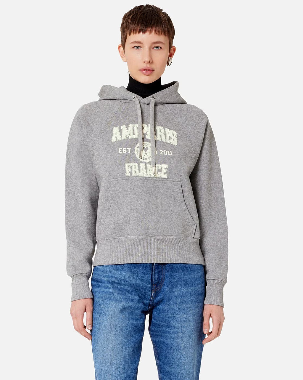 AMI PARIS Organic Cotton Regular Fit Hoodie With Logo