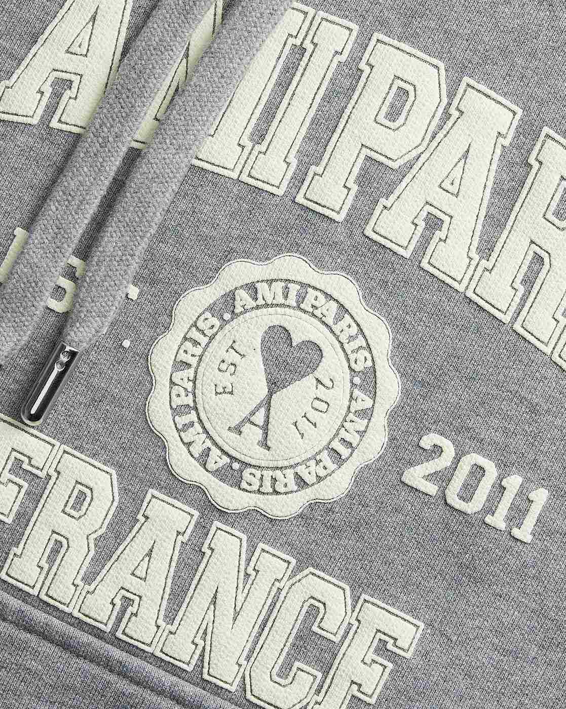 AMI PARIS Organic Cotton Regular Fit Hoodie With Logo
