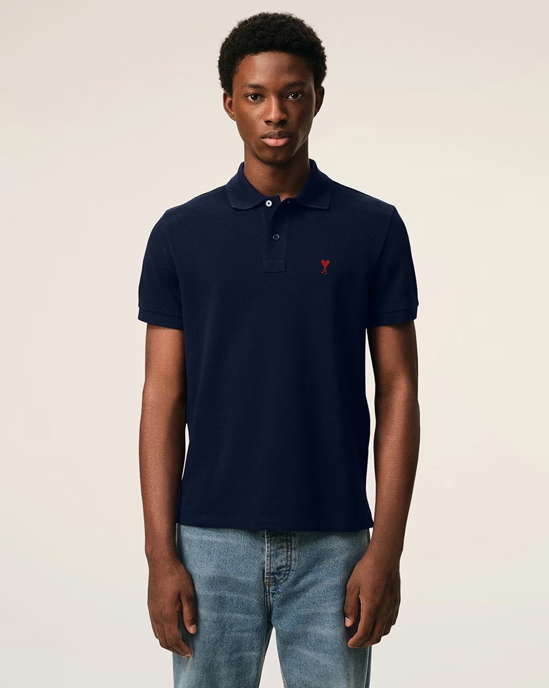 AMI PARIS Coeur Organic Cotton Regular Fit Polo T-Shirt