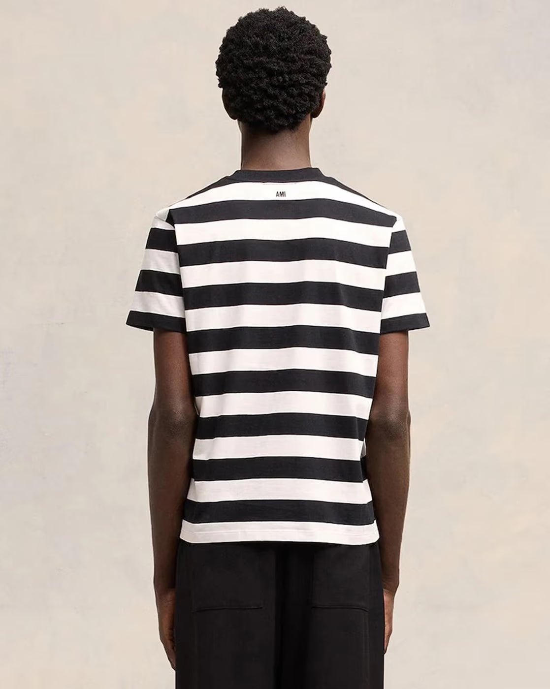 AMI PARIS Ami De Coeur Striped Organic Cotton Regular Fit T-Shirt