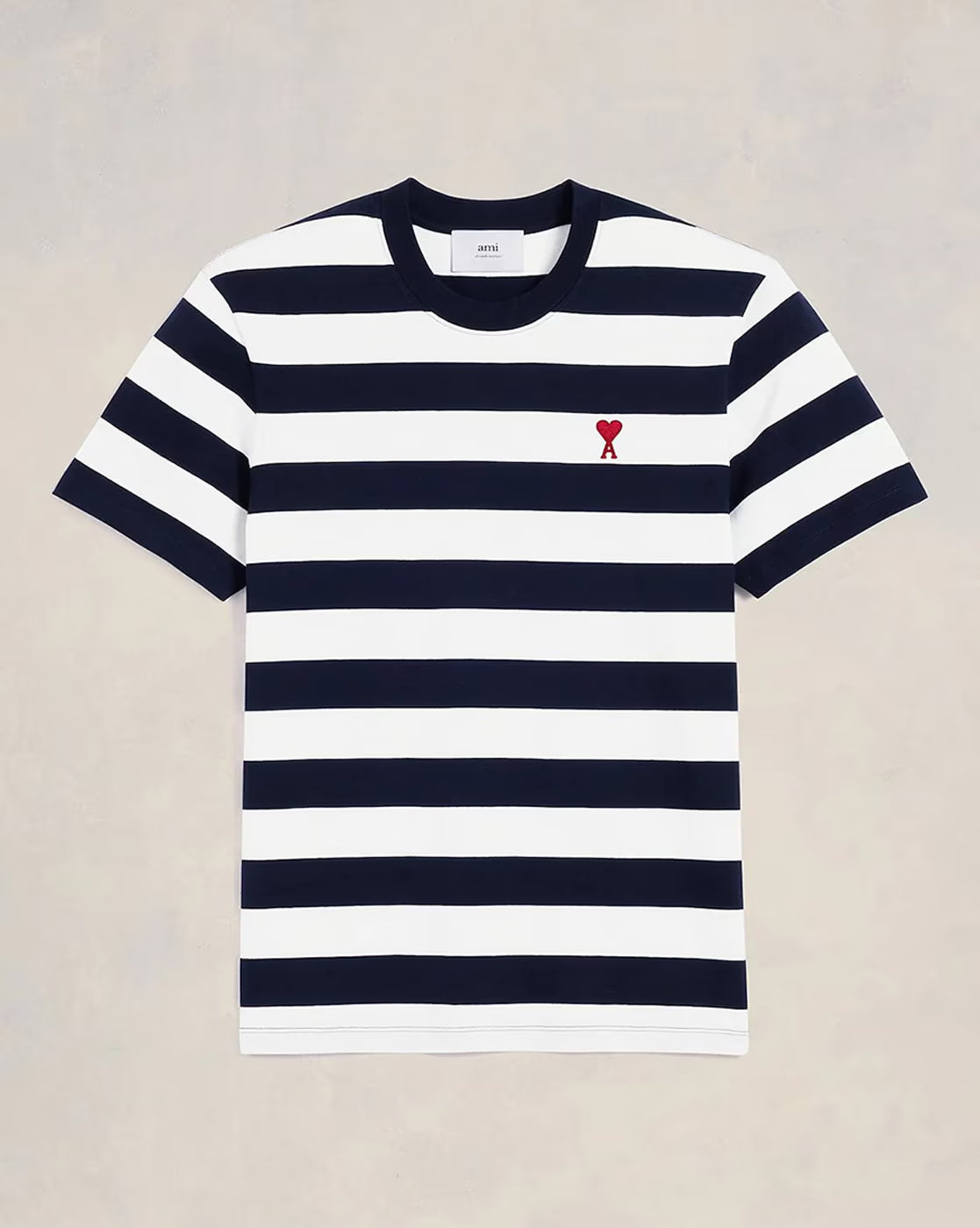 AMI PARIS Ami De Coeur Striped Organic Cotton Regular Fit T-Shirt