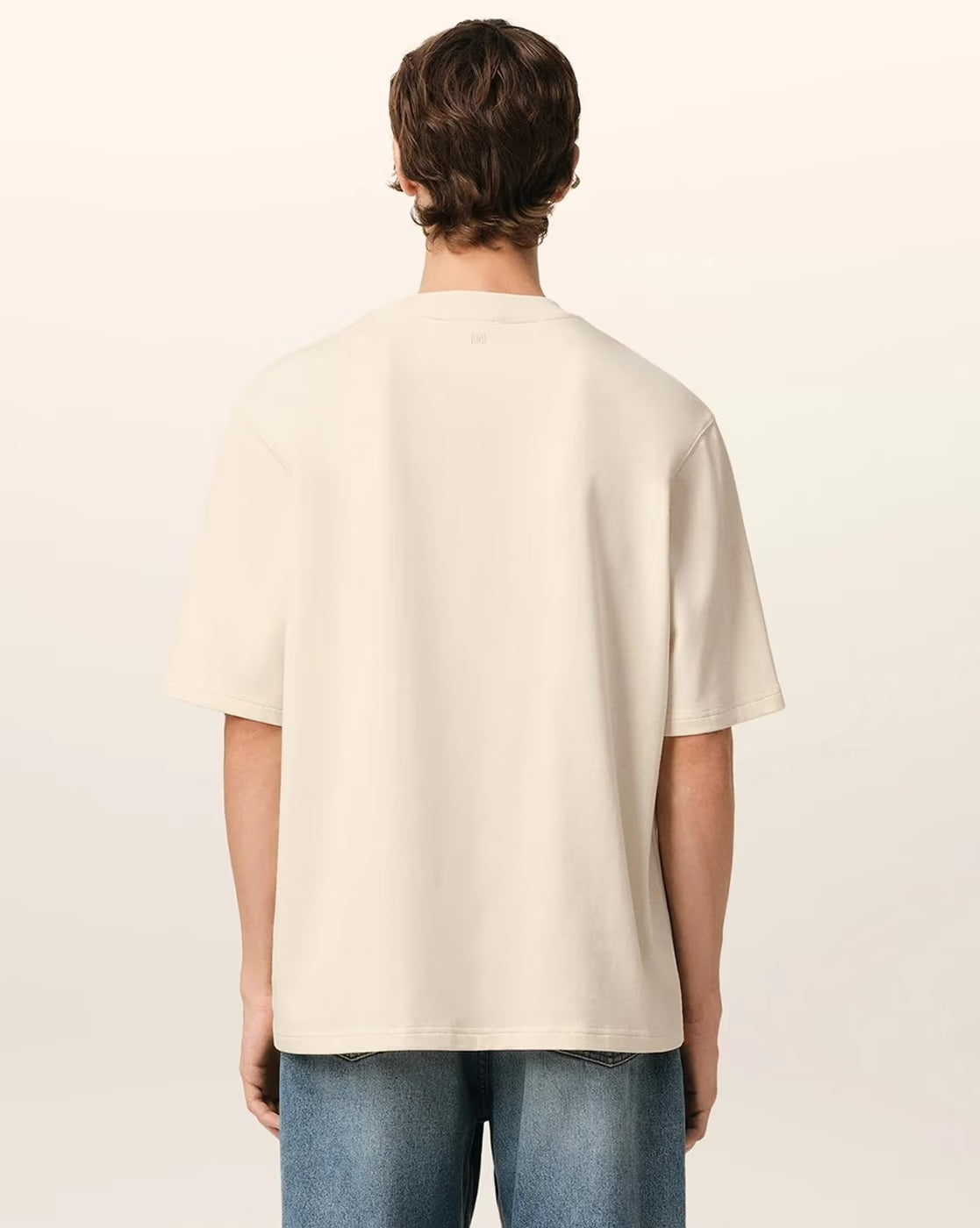 AMI PARIS Organic Cotton Crew-Neck T-Shirt with Embroidered Logo