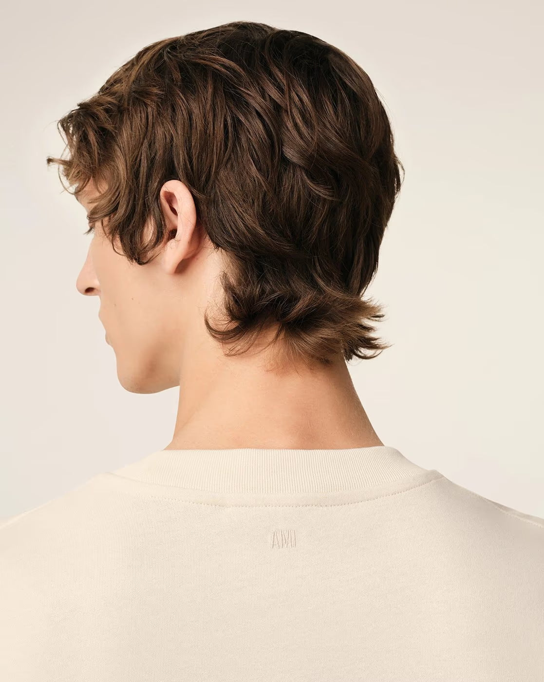 AMI PARIS Organic Cotton Crew-Neck T-Shirt with Embroidered Logo