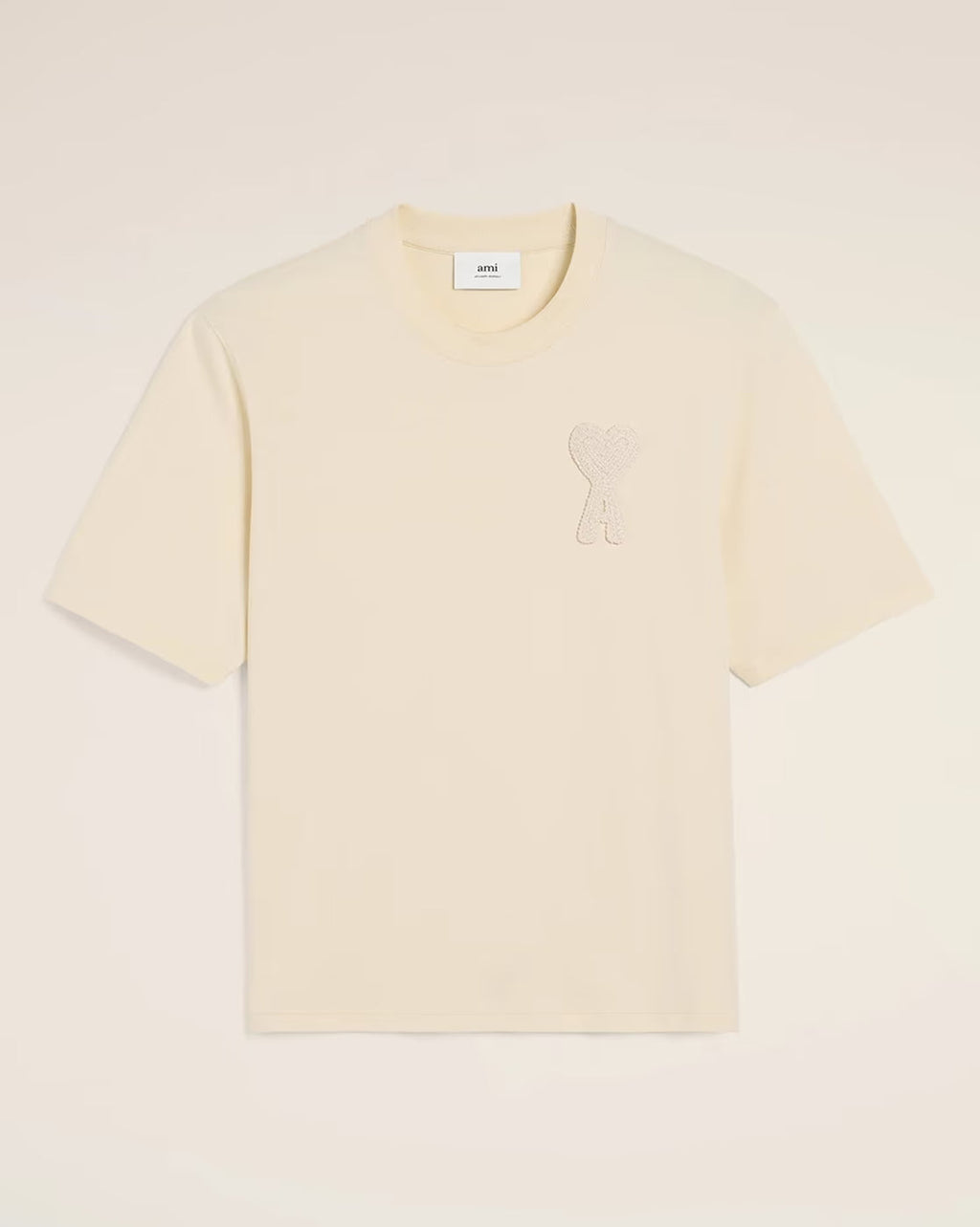 AMI PARIS Organic Cotton Crew-Neck T-Shirt with Embroidered Logo