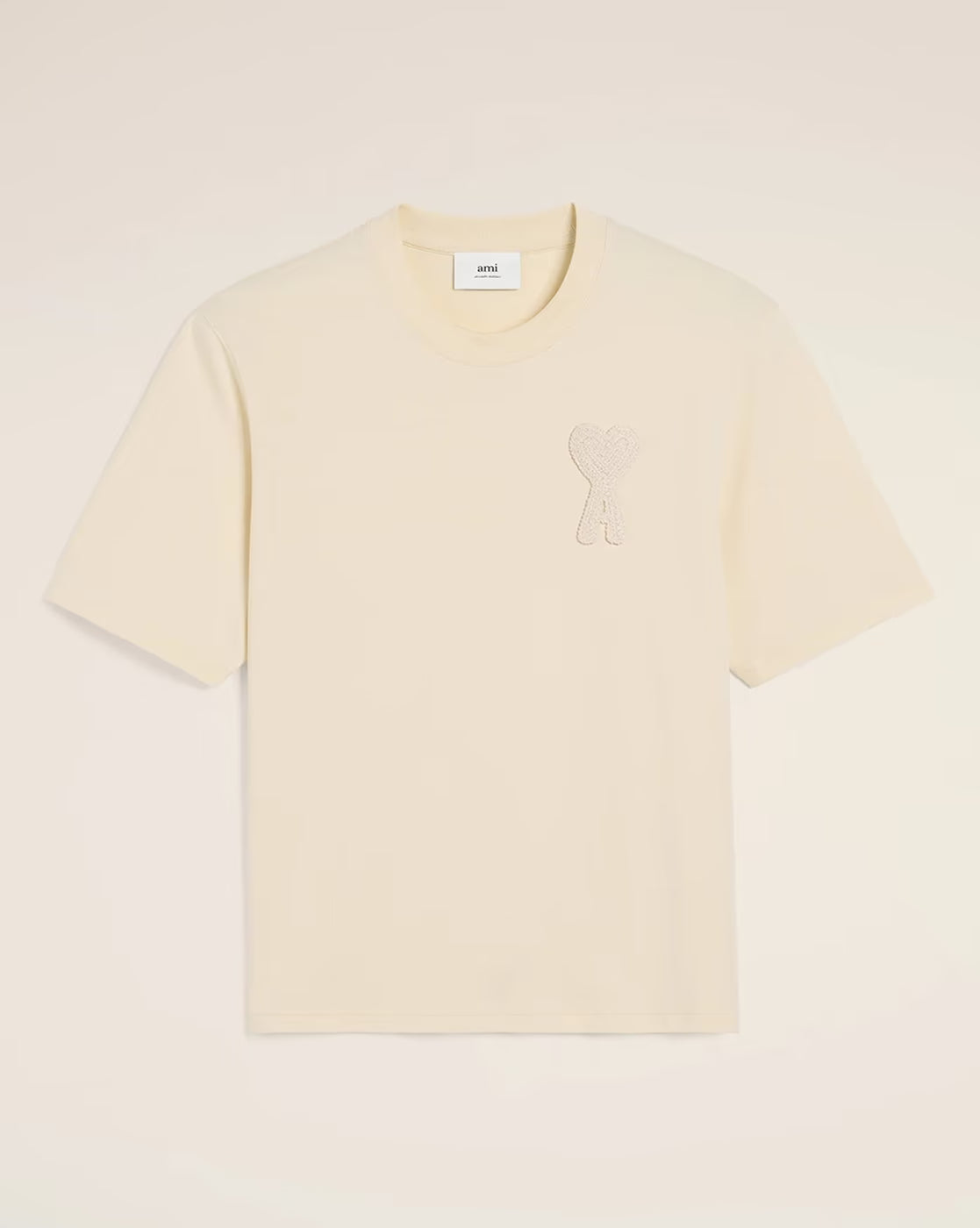 AMI PARIS Organic Cotton Crew-Neck T-Shirt with Embroidered Logo