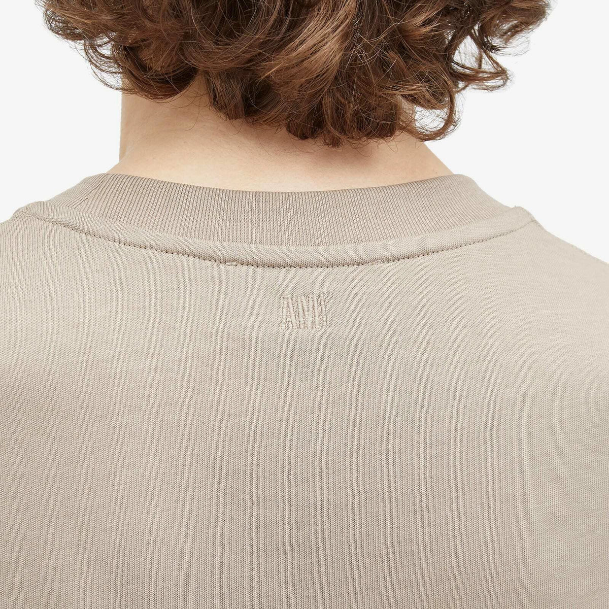 AMI Paris Embossed Heart T Shirt in Light Taupe