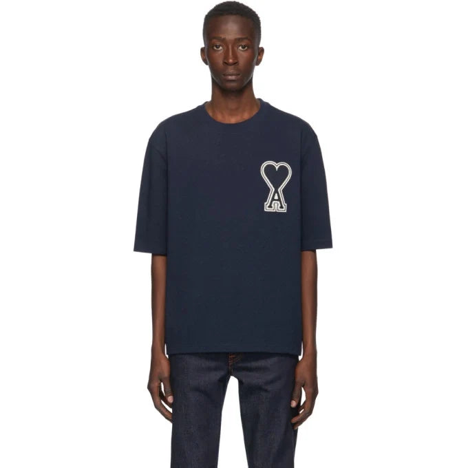 AMI Alexandre Mattiussi SSENSE Exclusive Navy Ami De Coeur T-Shirt