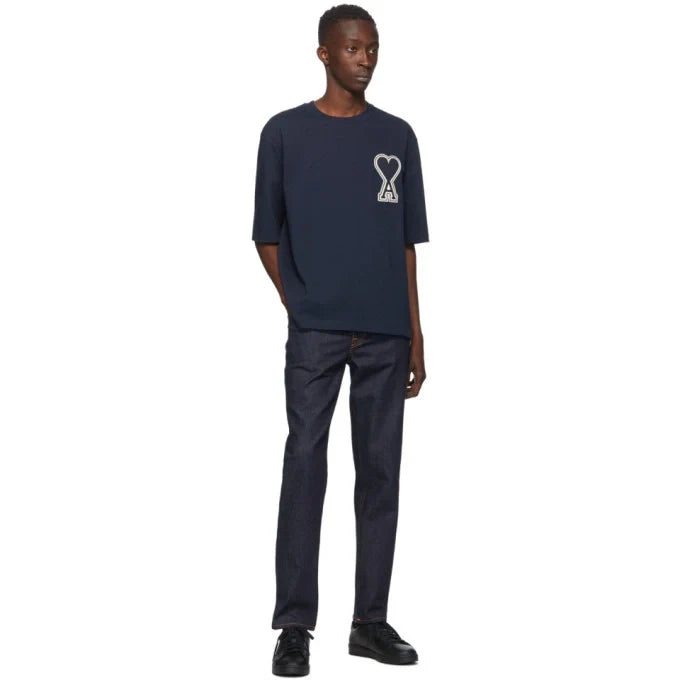 AMI Alexandre Mattiussi SSENSE Exclusive Navy Ami De Coeur T-Shirt