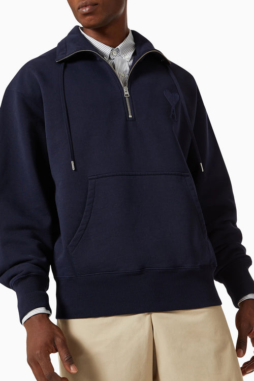 AMI de Coeur Organic Cotton Zipped Sweatshirt
