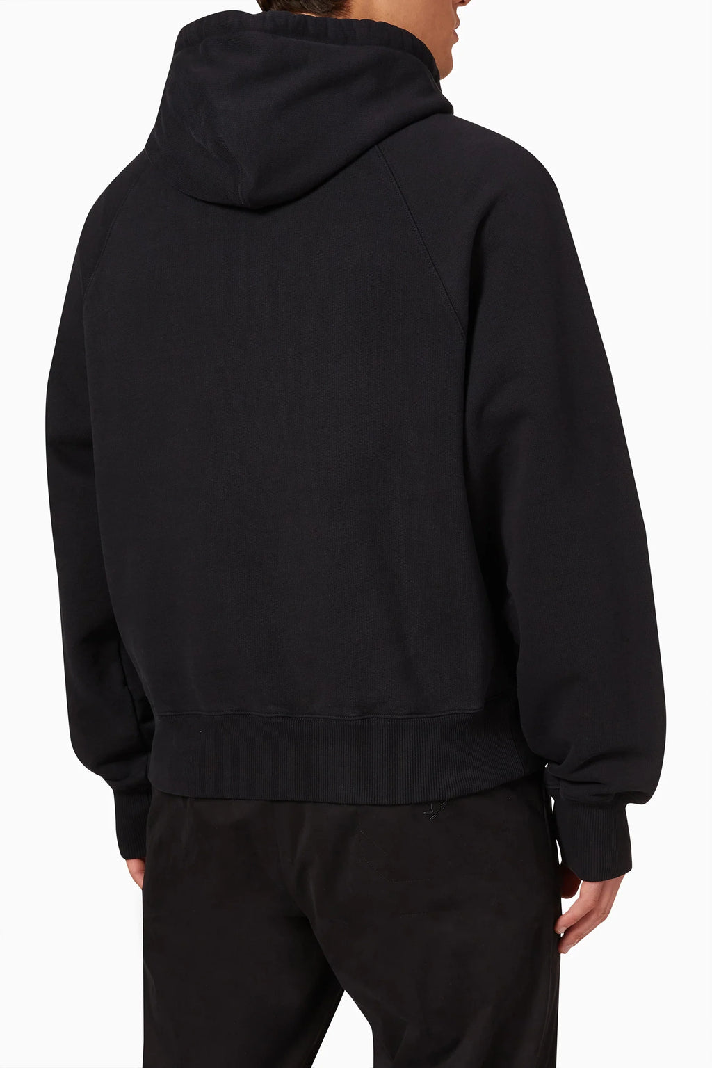 AMI PARIS Organic Cotton Regular Fit Hoodie With Logo Black