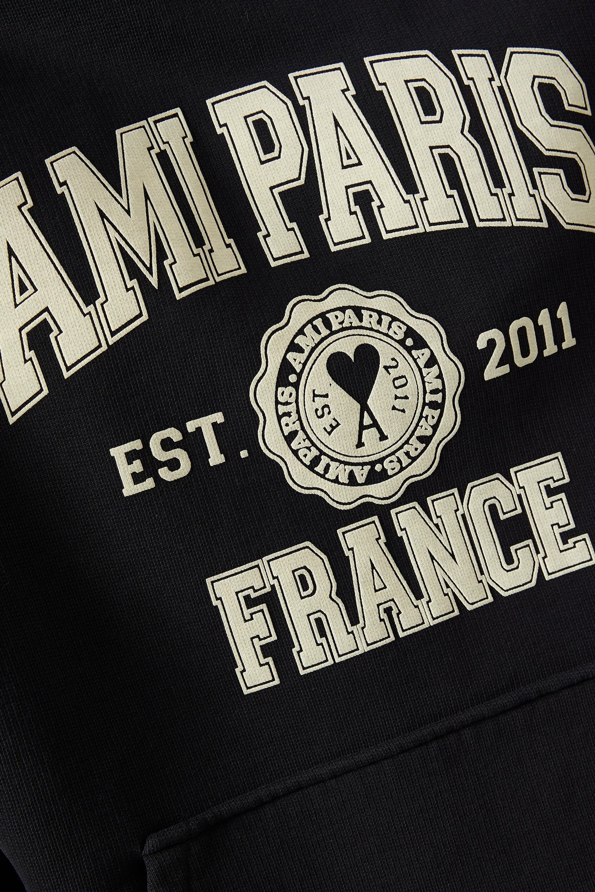 AMI PARIS Organic Cotton Regular Fit Hoodie With Logo Black