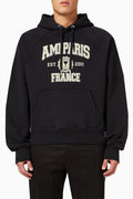 AMI PARIS Organic Cotton Regular Fit Hoodie With Logo Black