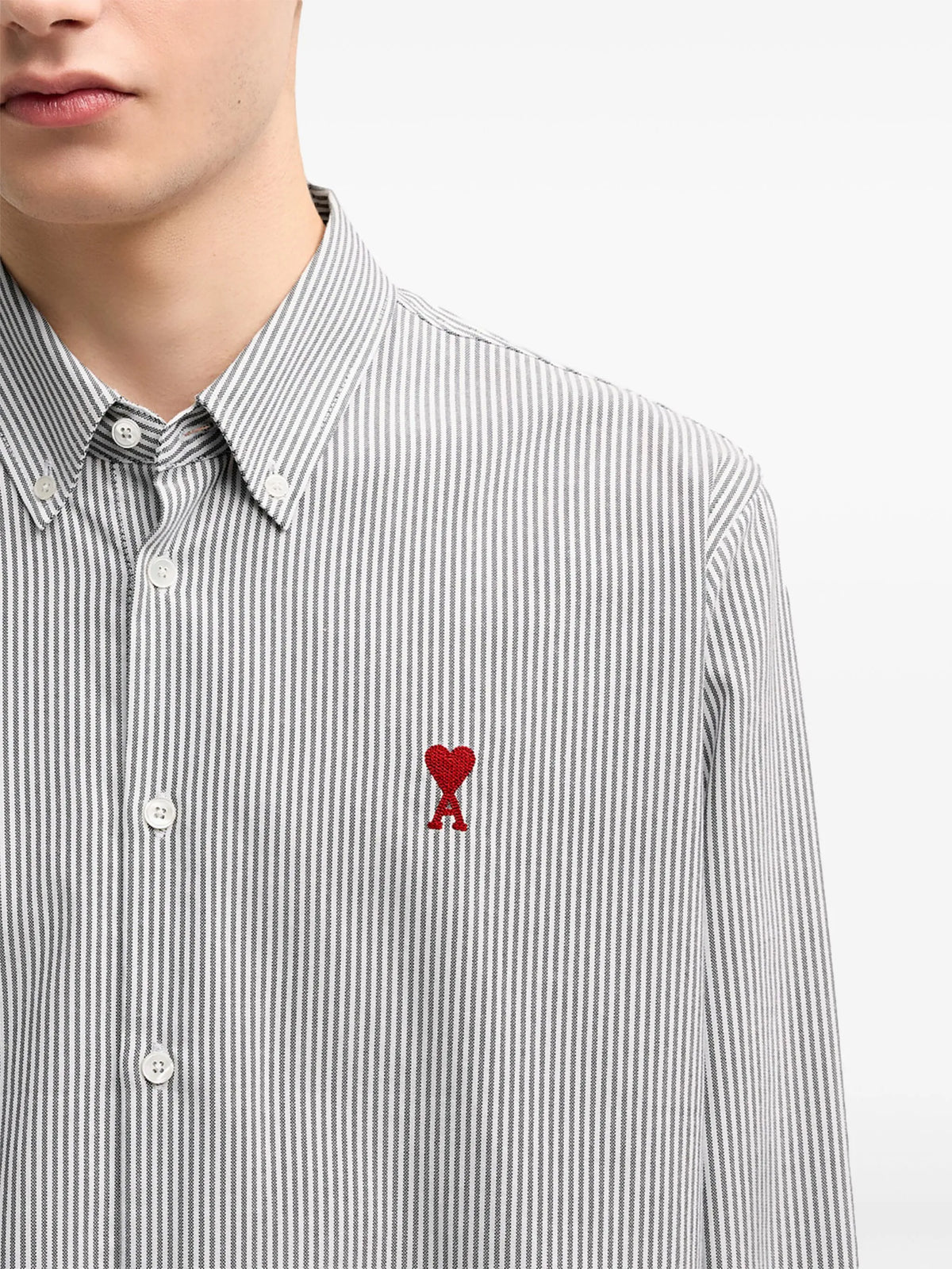 Blue stripped cotton shirt with Ami de Coeur