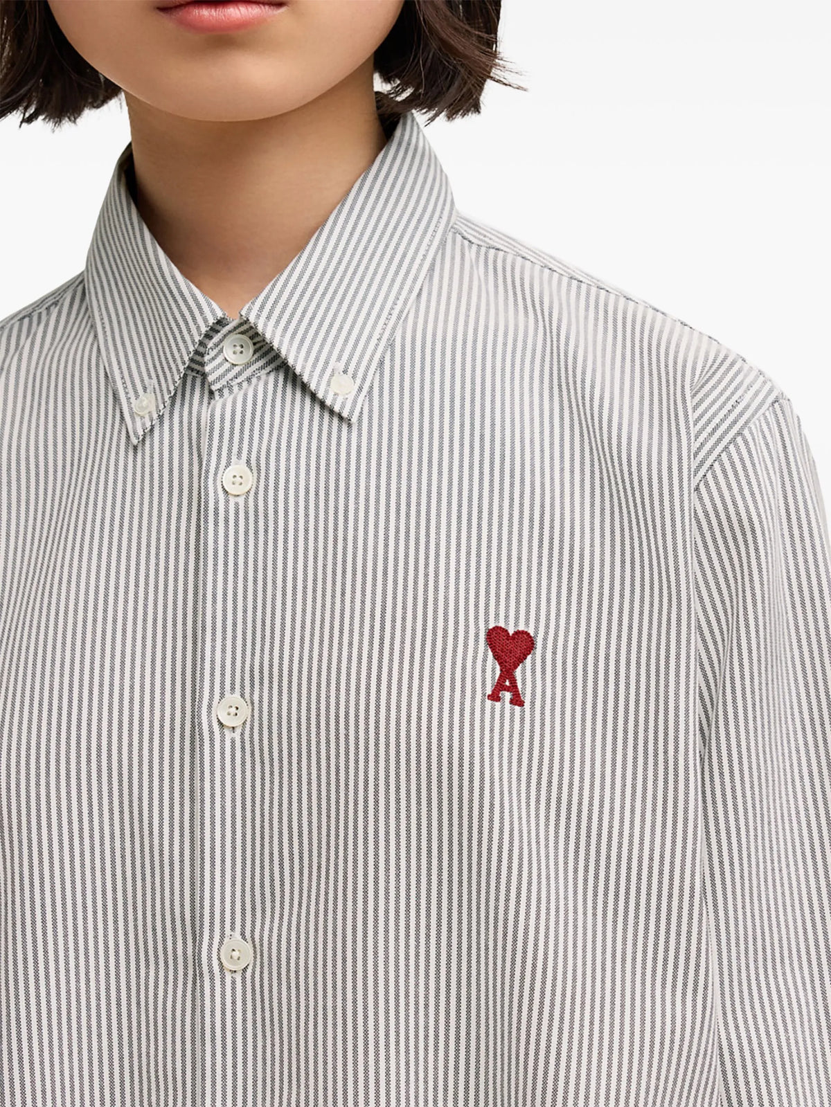 Blue stripped cotton shirt with Ami de Coeur