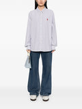 Blue stripped cotton shirt with Ami de Coeur