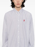 Blue stripped cotton shirt with Ami de Coeur