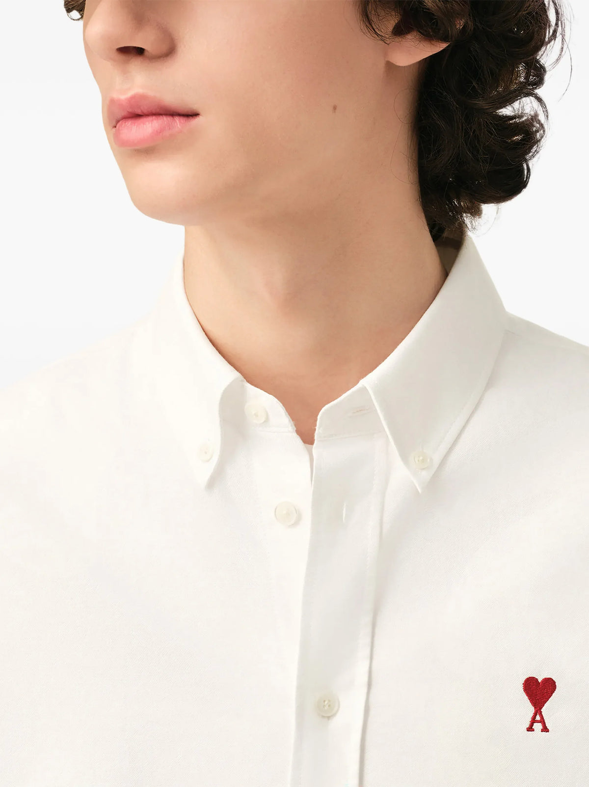 White cotton oxford shirt with American collar and Ami de Coeur