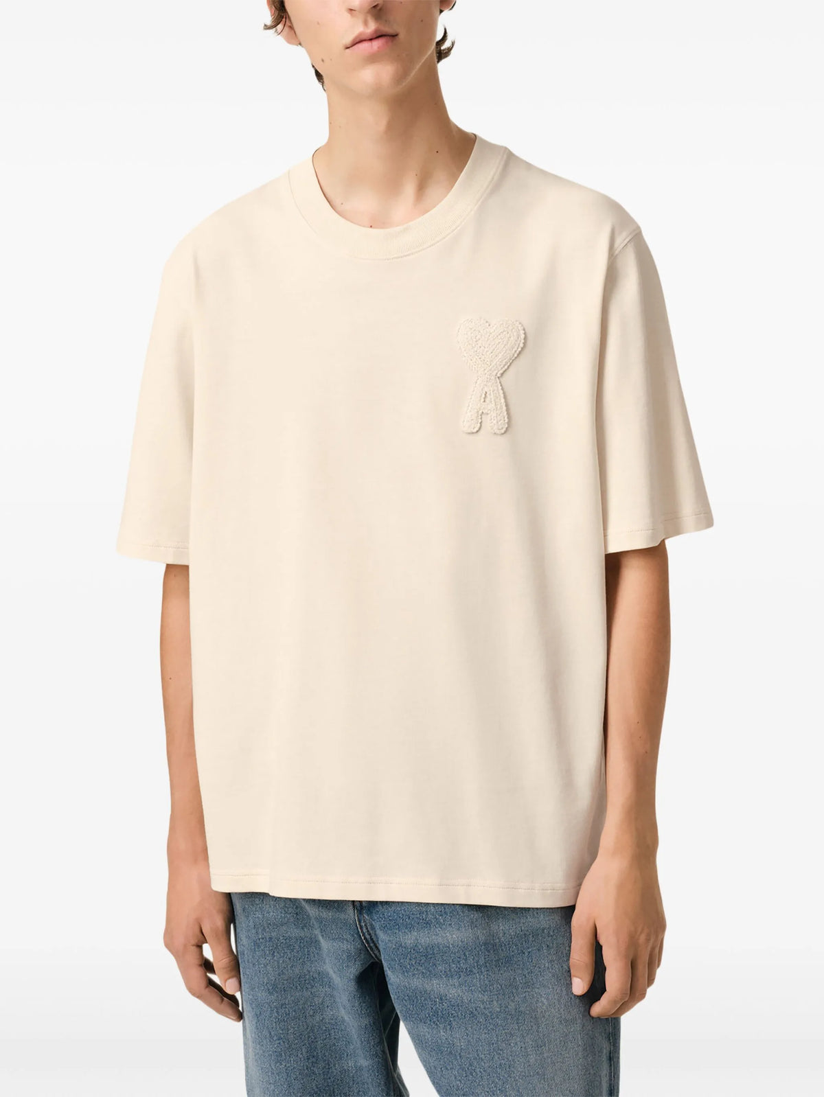 AMI Paris Black Oversized Logo Patch T Shirt