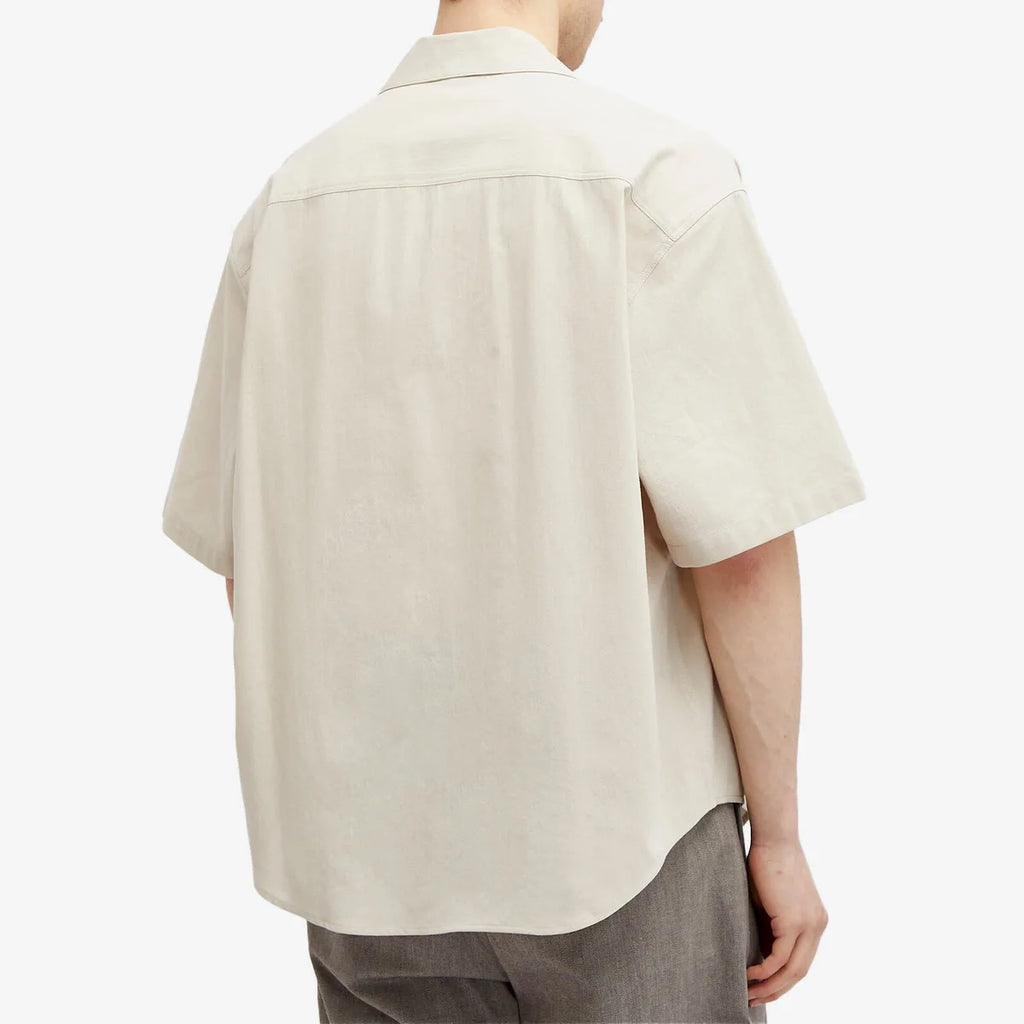 AMI Paris Men's Tonal Logo Camp Collar Shirt in Cream