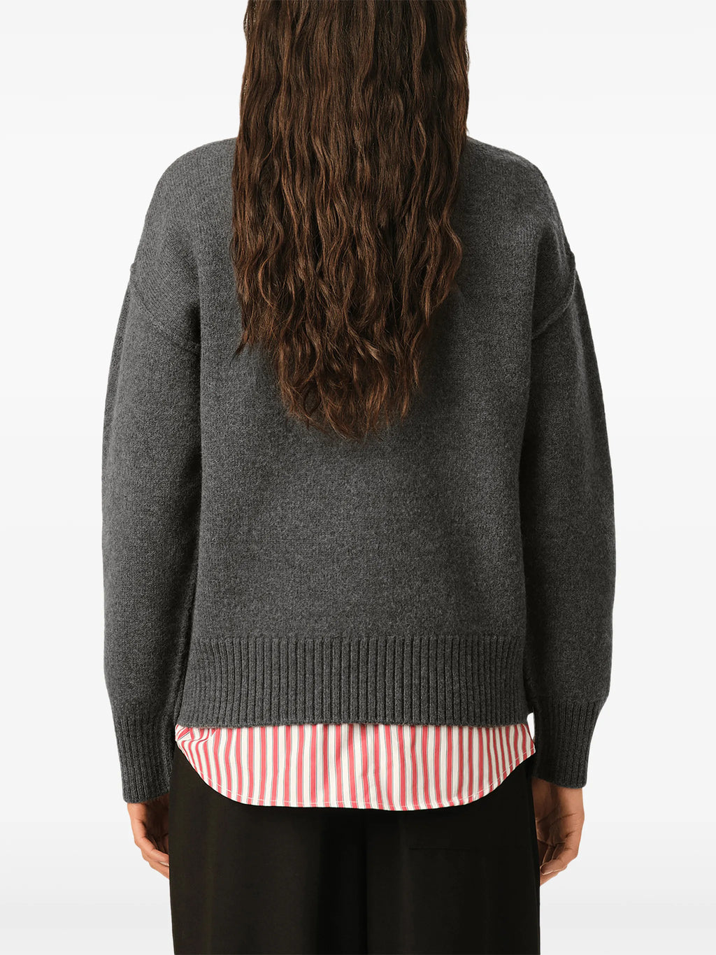 Grey wool sweater with crew neck and Ami de Coeur