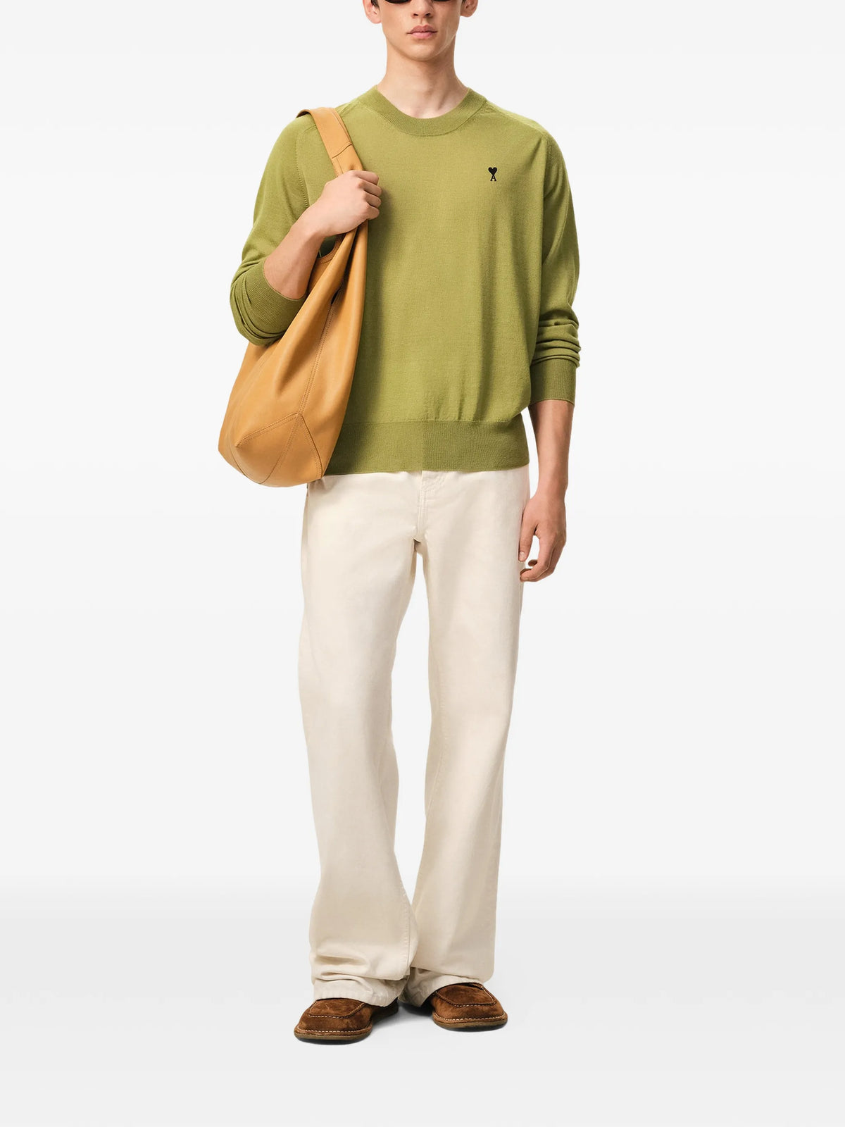 Crew neck sweater with embroidery