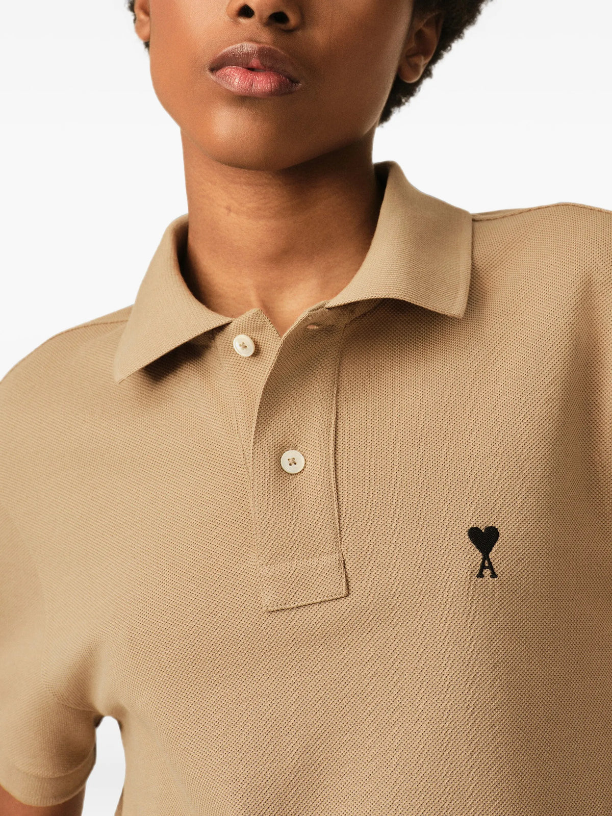Cotton polo shirt with Ami de Coeur print.