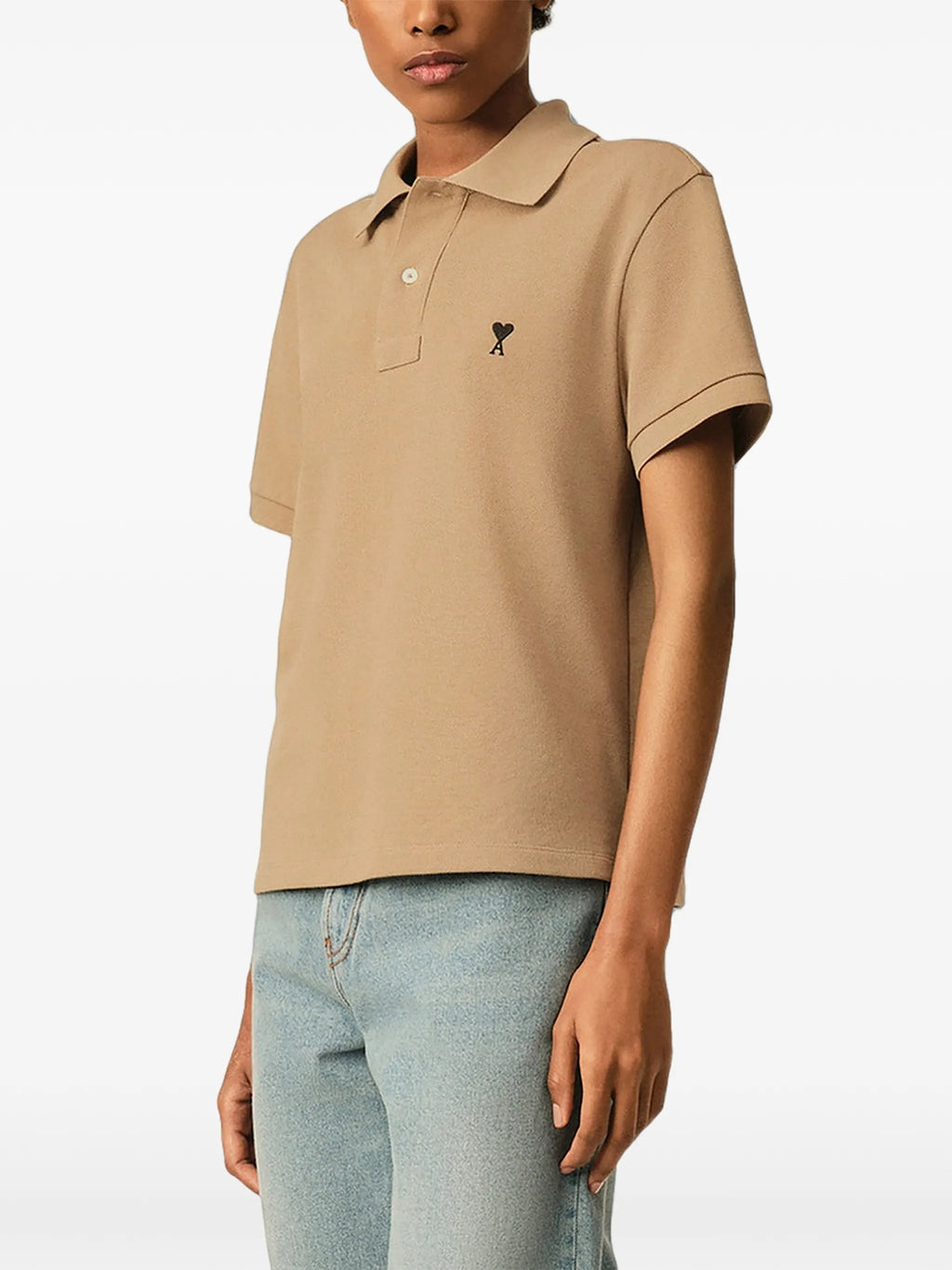 Cotton polo shirt with Ami de Coeur print.