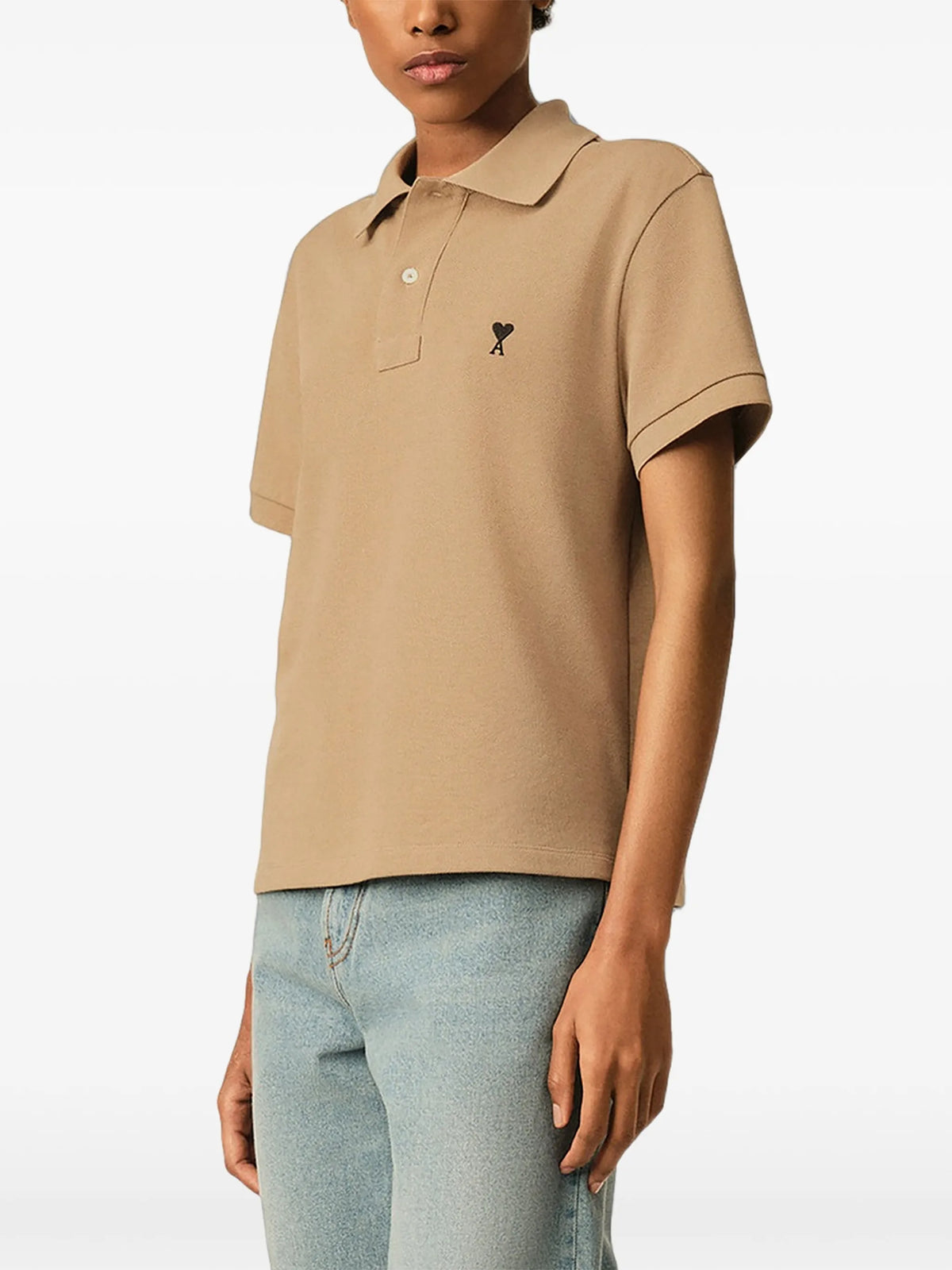 Cotton polo shirt with Ami de Coeur print.