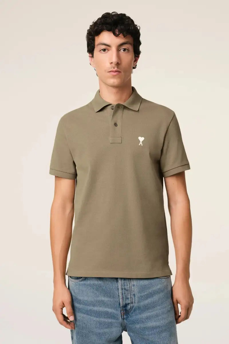 Ami Paris Classic Fit AMI de Coeur Organic Cotton Pique Polo Shirt