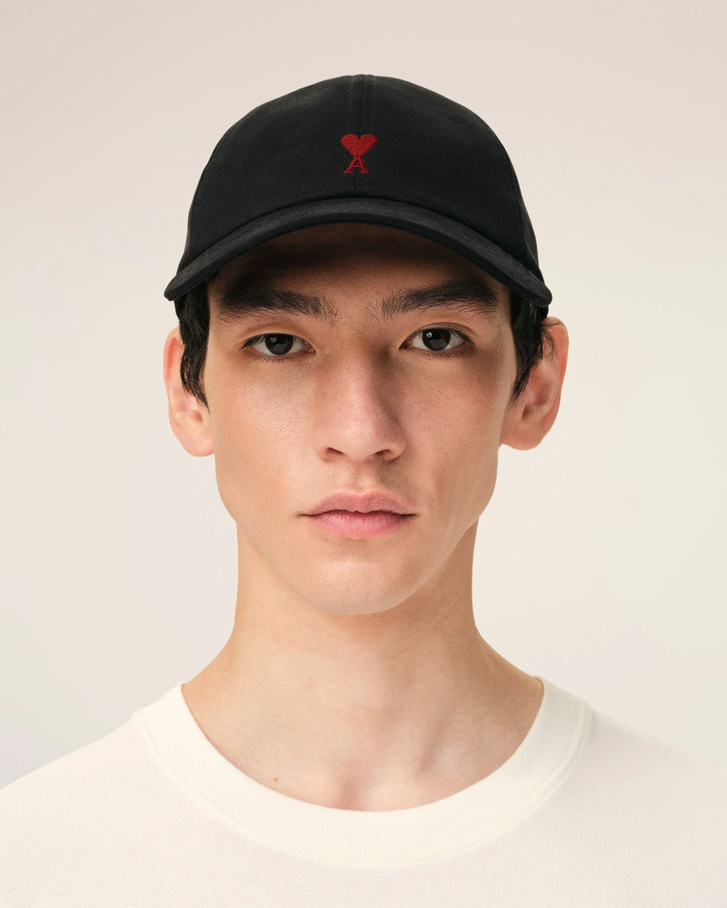 Black Cotton Red AMI de Coeur Embroidery Cap