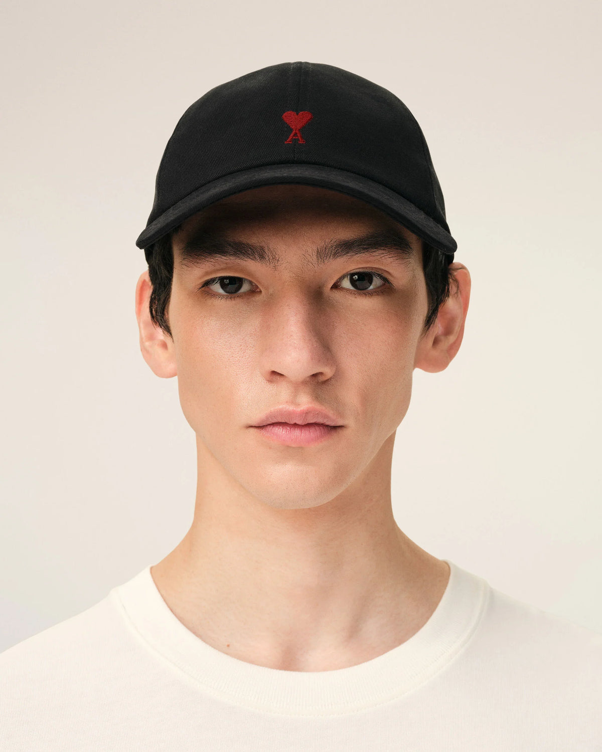 Black Cotton Red AMI de Coeur Embroidery Cap