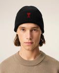 Black Wool Red AMI de Coeur Beanie