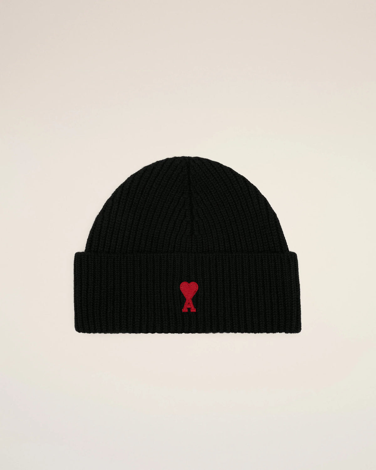 Black Wool Red AMI de Coeur Beanie