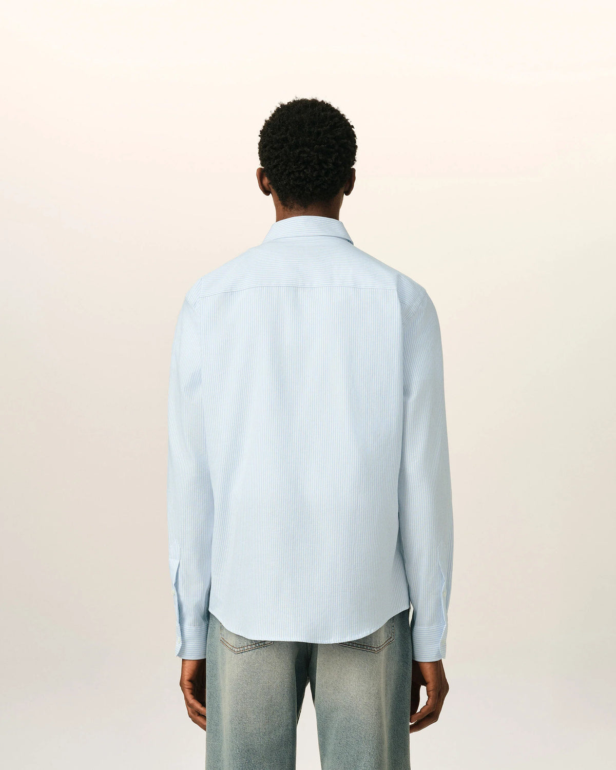 Blue stripped cotton shirt with Ami de Coeur
