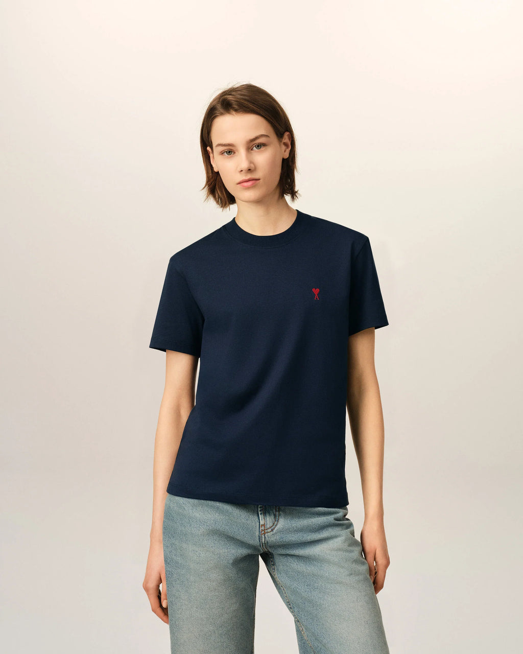 Blue cotton t-shirt with Ami de Coeur