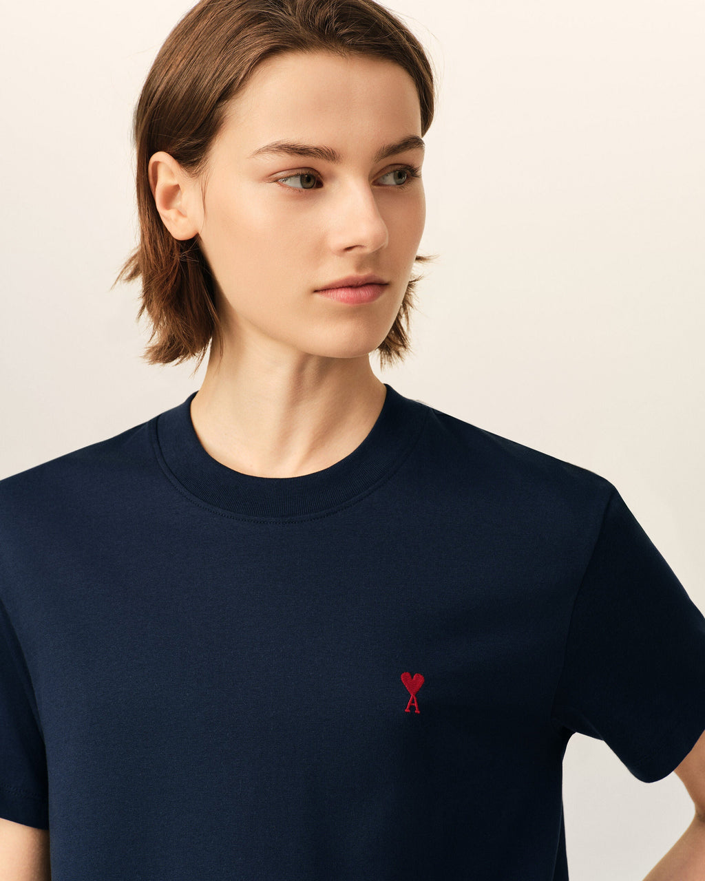 Blue cotton t-shirt with Ami de Coeur