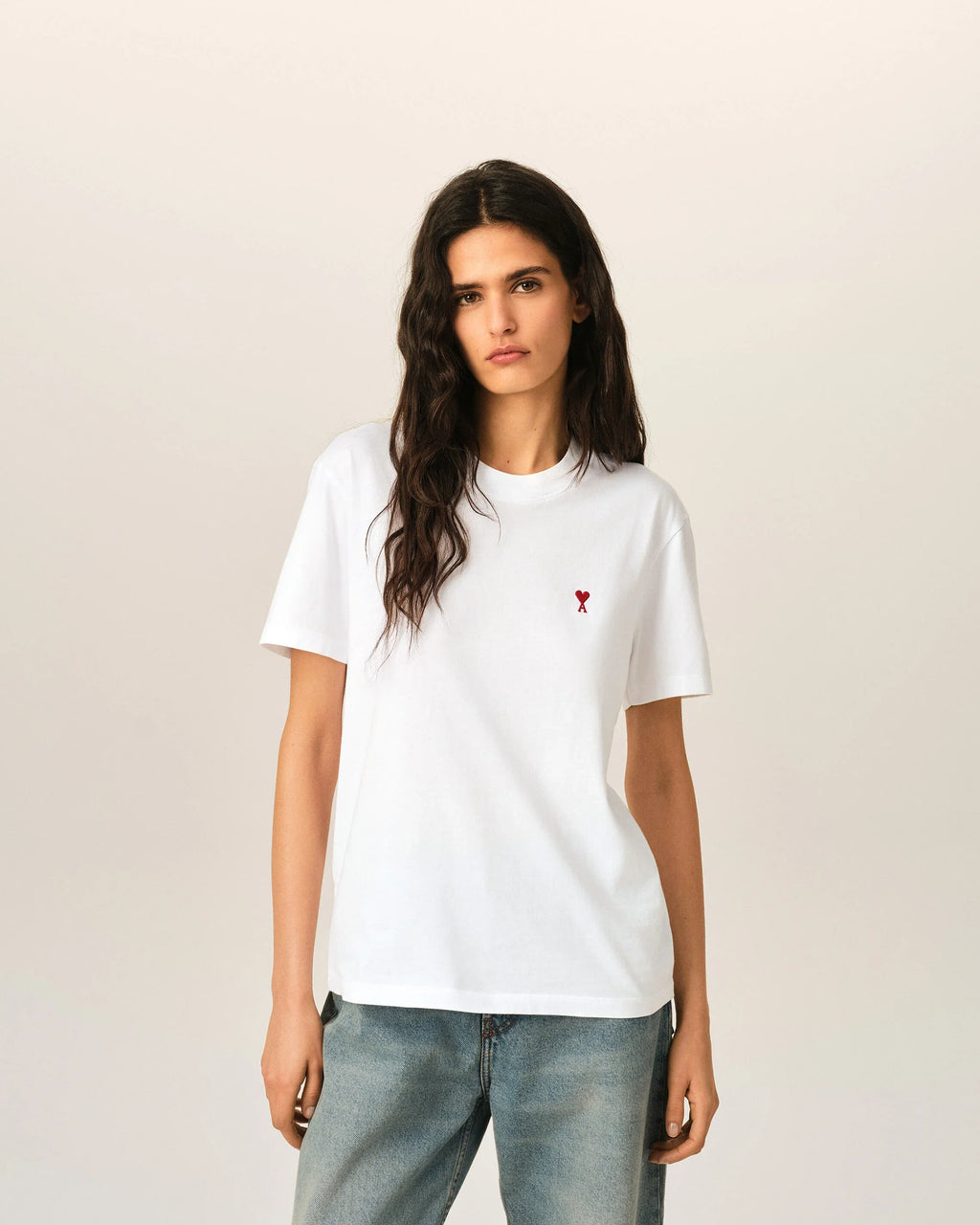 White cotton t-shirt with Ami de Coeur