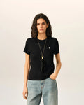 Black Cotton Ami De Coeur Cropped T-shirt