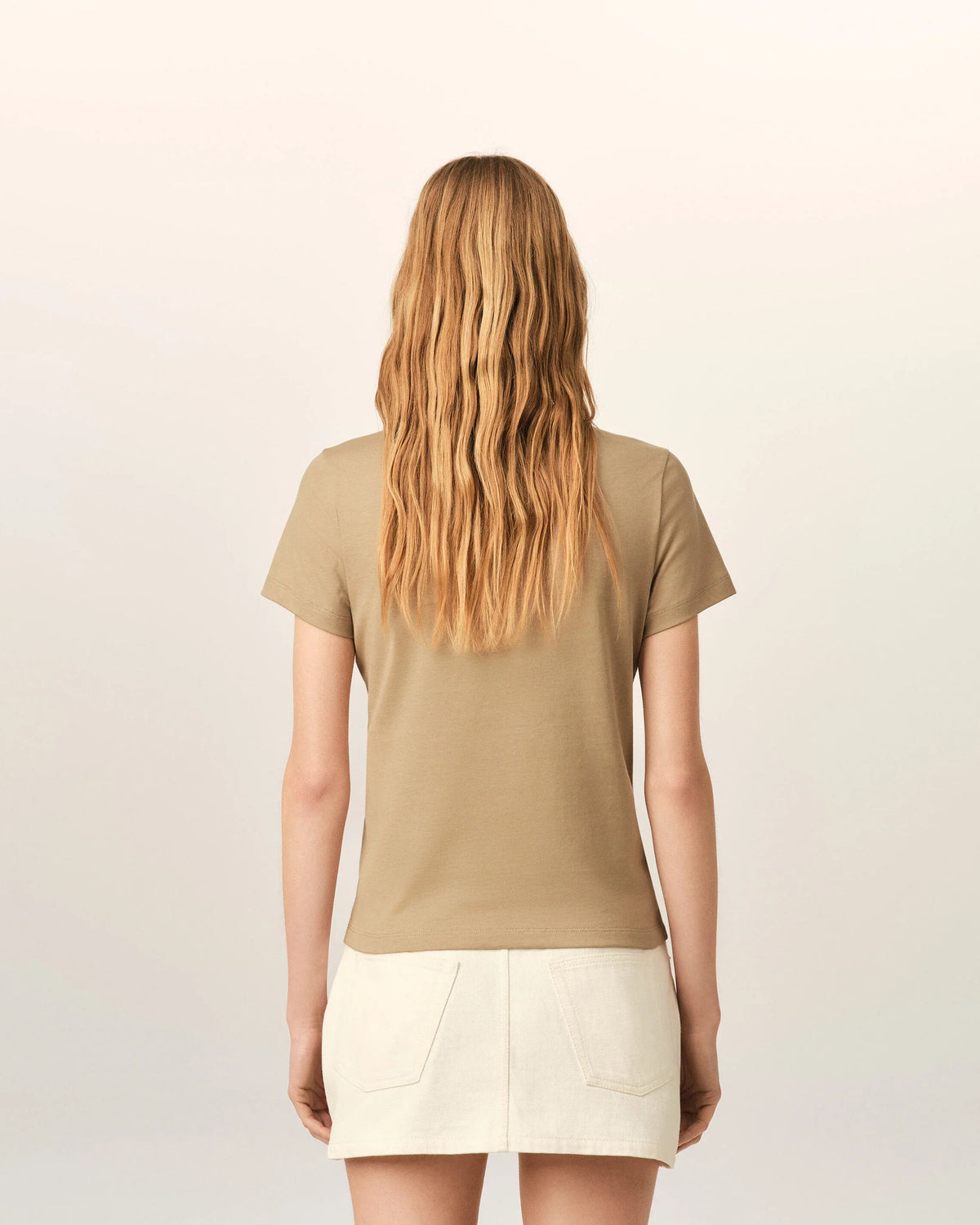 Beige cotton t-shirt with Ami de Coeur