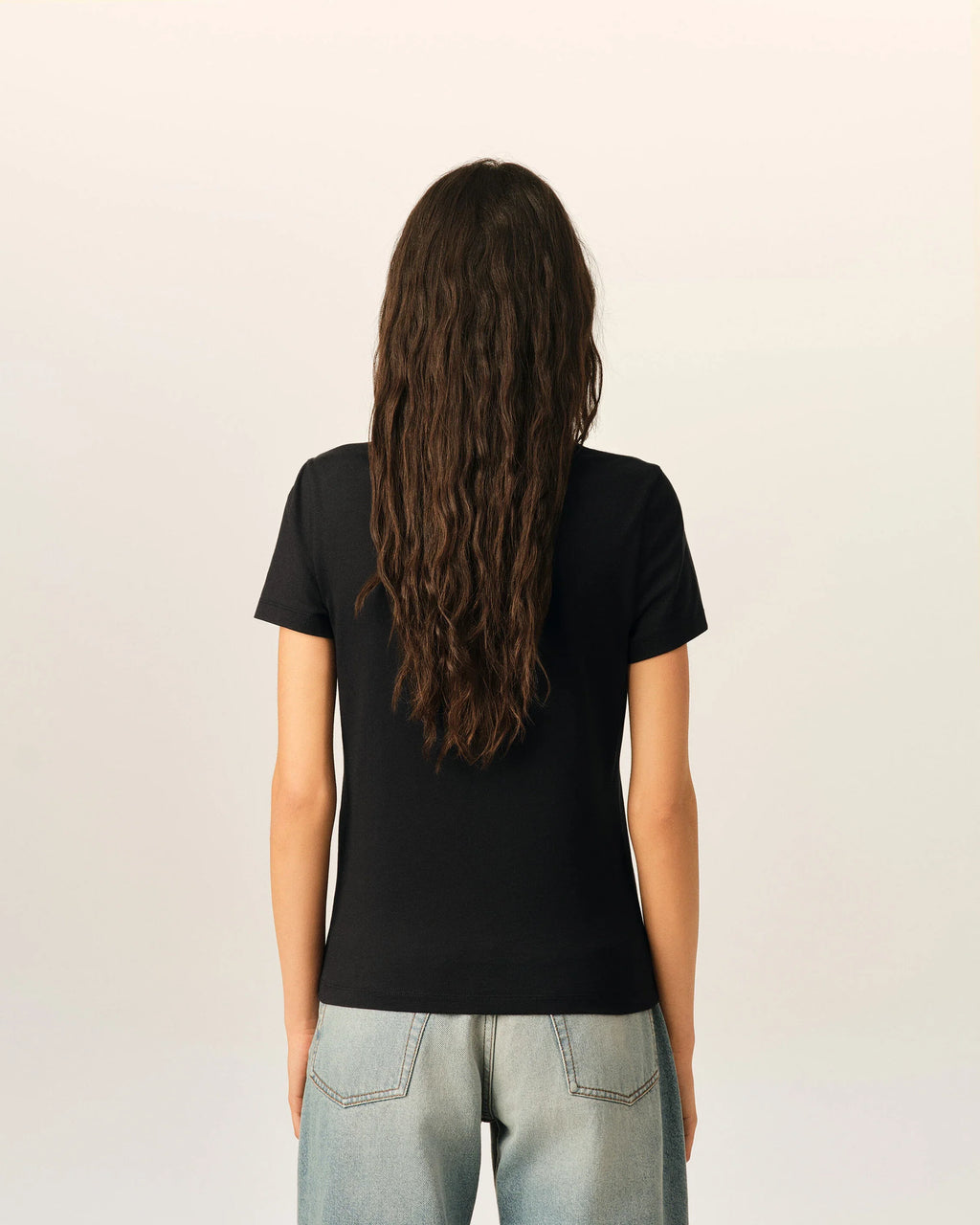 Black Cotton Ami De Coeur Cropped T-shirt