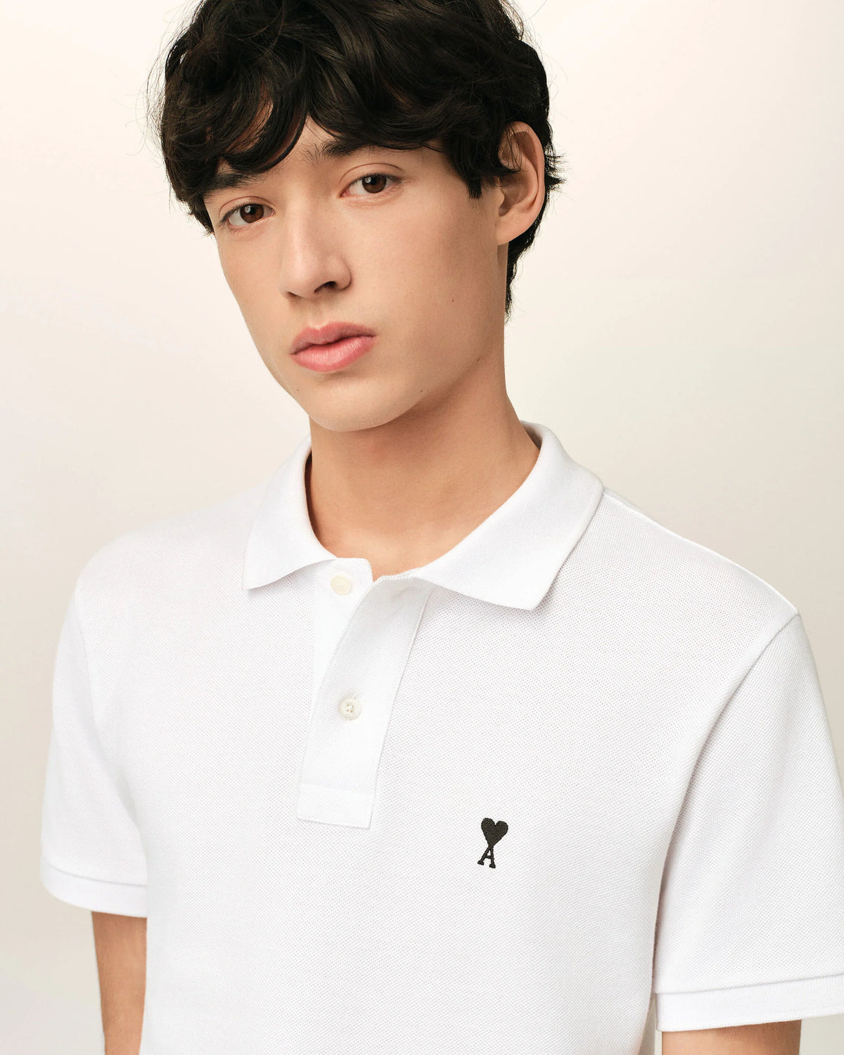 White Cotton Short Sleeves AMI de Coeur Polo Shirt