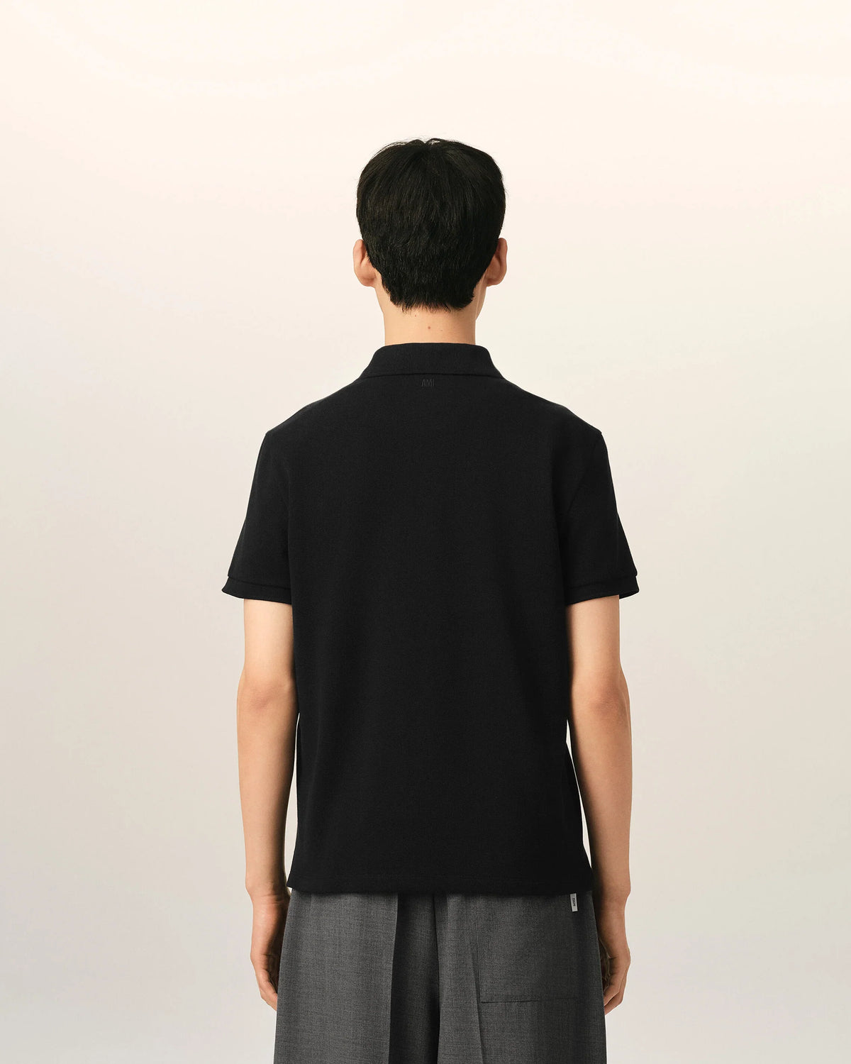 Black Cotton Short Sleeves AMI de Coeur Polo Shirt