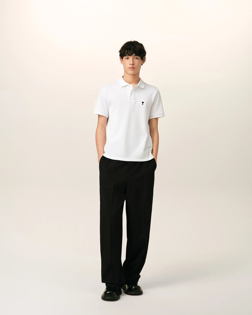White Cotton Short Sleeves AMI de Coeur Polo Shirt