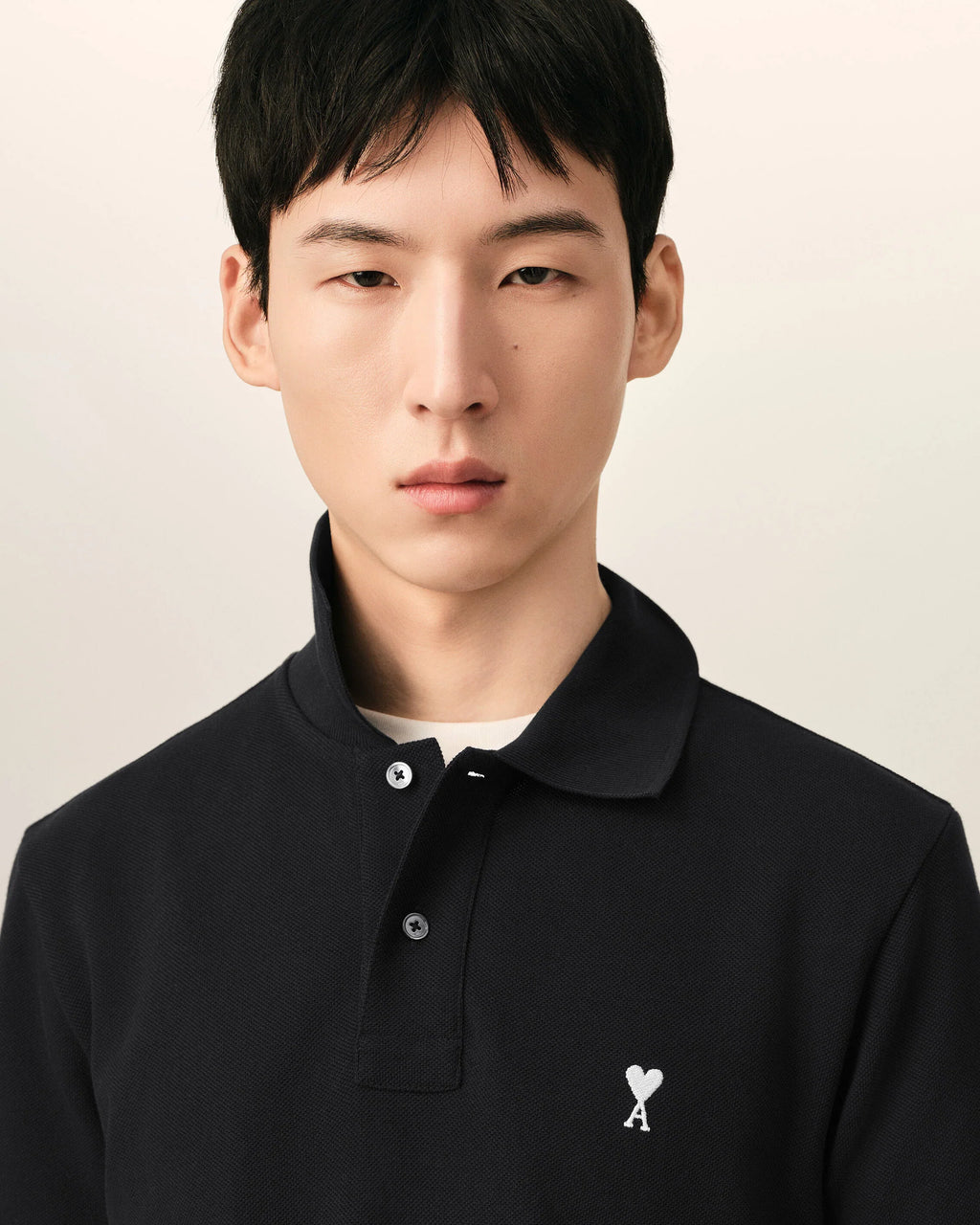 Black Cotton Short Sleeves AMI de Coeur Polo Shirt
