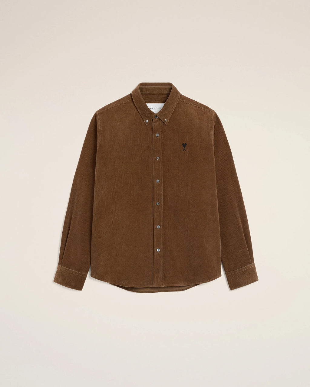 Brown Corduroy Shirt with AMI de Coeur