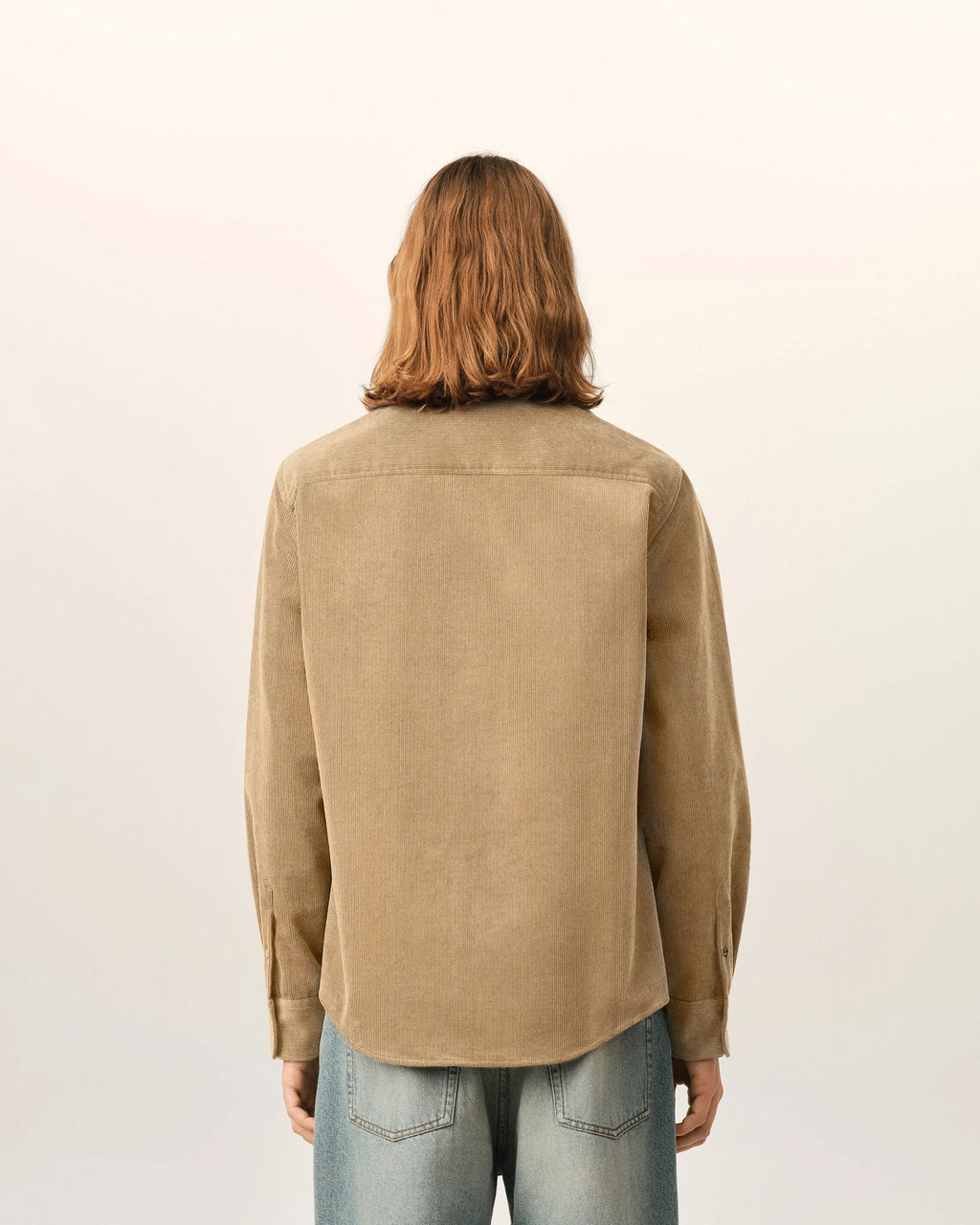 Beige Corduroy Shirt with AMI de Coeur