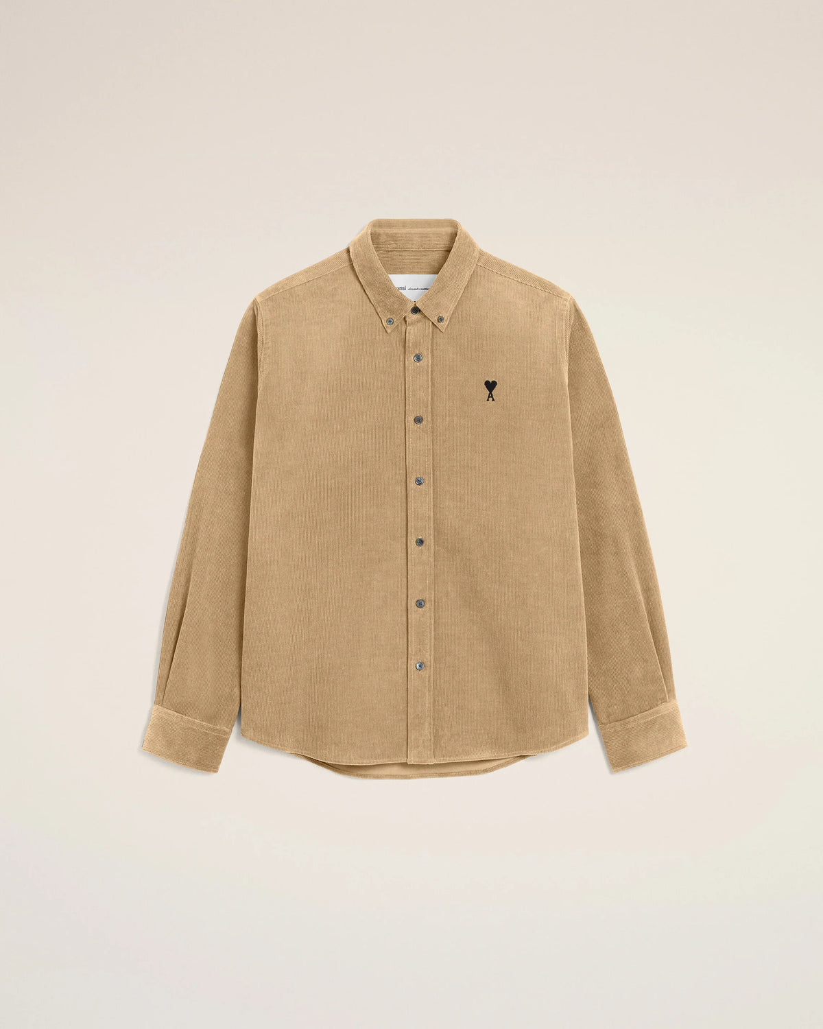 Beige Corduroy Shirt with AMI de Coeur