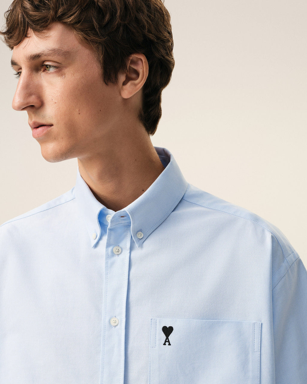 Short-sleeved shirt with embroidery Blue